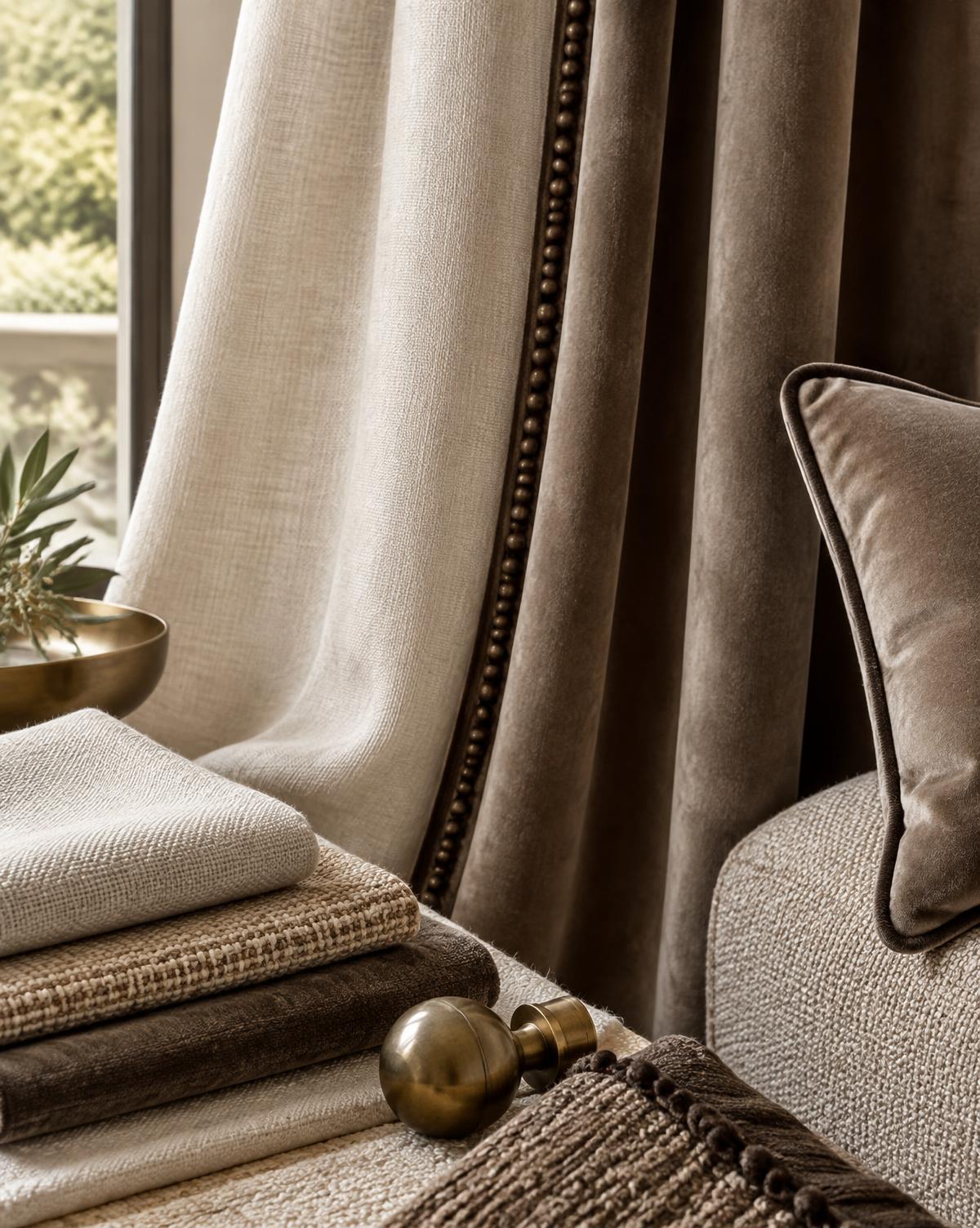 Layered premium curtain and upholstery textiles